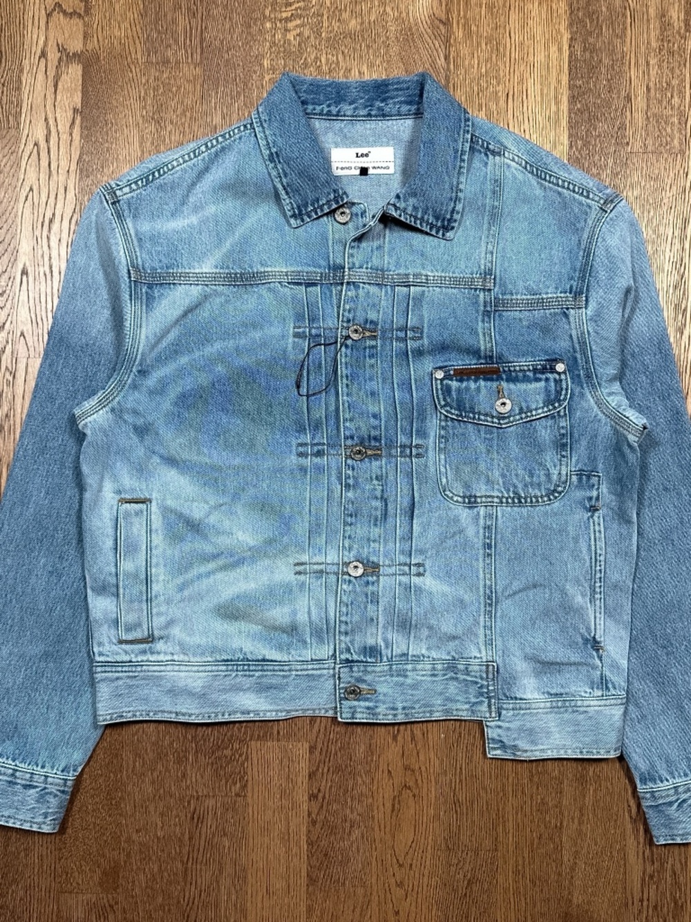Lee x FenG CHen WANG Type 2 Buckleback Asymmetrical Denim Trucker Jacket Mens L